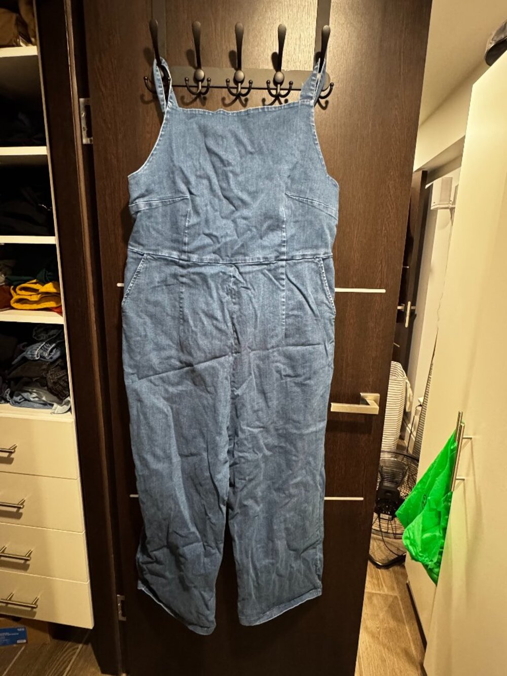 Loup NYC Medium Wash Denim Wide Leg Jumpsuit Overalls 4X